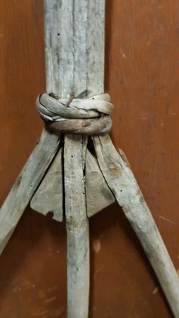 Antieke oude hooivork van hout