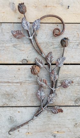 Smeedijzeren rozen met blad en steel - OS67