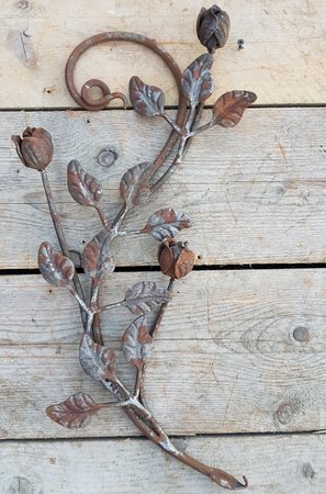 Smeedijzeren rozen met blad en steel - OS67