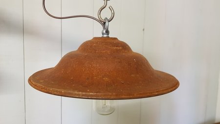 Robuuste hanglamp van cortenstaal en hout - HC9