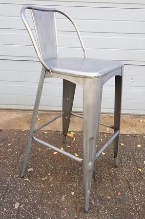 Industriele metalen barkruk met rugleuning