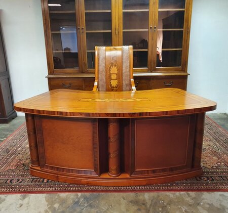 Antiek Art Nouveau bureau met bureaustoel