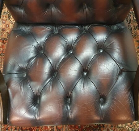 Antieke Chesterfield Gainsborough bureaustoel Oxblood