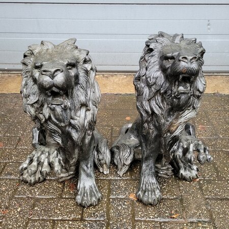 Antiek koppel bronze Leeuwen