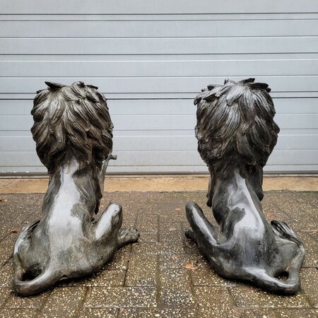 Antiek koppel bronze Leeuwen