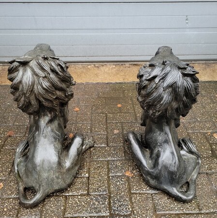 Antiek koppel bronze Leeuwen