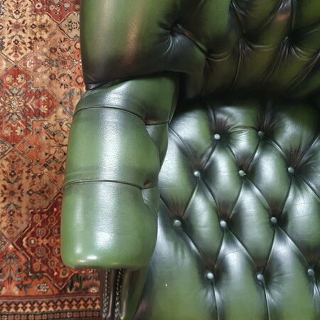 Antieke Chesterfield Director chair bureaustoel donkergroen