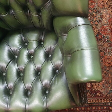 Antieke Chesterfield Director chair bureaustoel donkergroen
