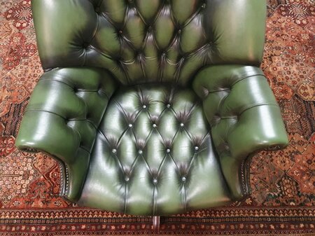 Antieke Chesterfield Director chair bureaustoel donkergroen