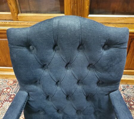Antieke Chesterfield Gainsborough bureaustoel zwart stof