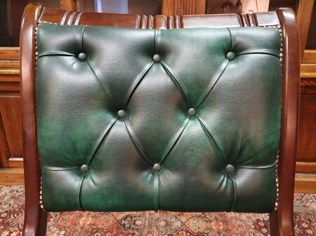 Antieke Chesterfield bureaustoel Donkergroen