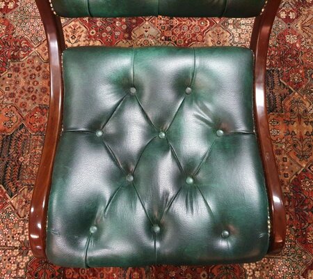 Antieke Chesterfield bureaustoel Donkergroen