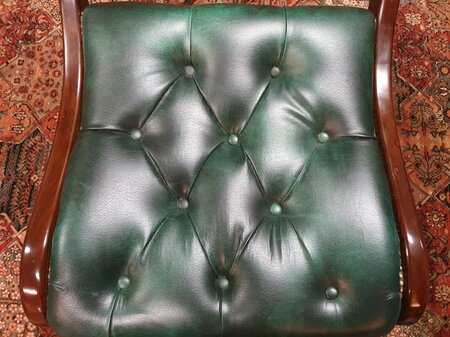 Antieke Chesterfield bureaustoel Donkergroen