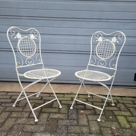 Antieke Franse smeedijzeren bistrostoelen