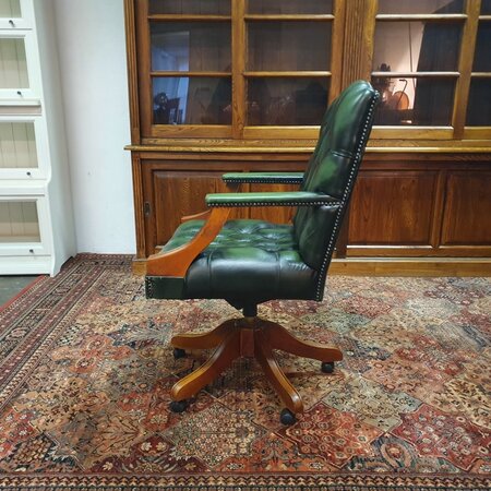 Antieke Chesterfield Gainsborough bureaustoel Donkergroen