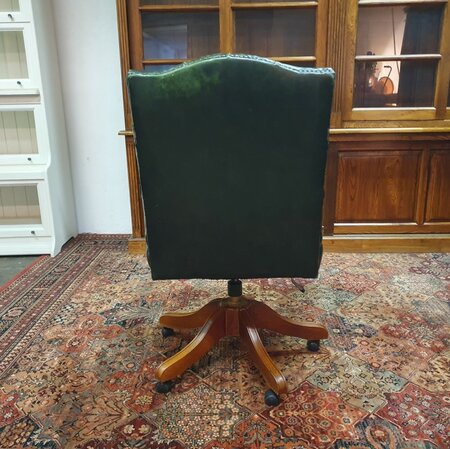 Antieke Chesterfield Gainsborough bureaustoel Donkergroen