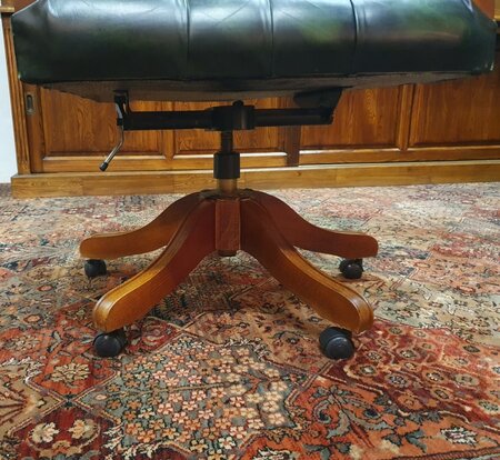 Antieke Chesterfield Gainsborough bureaustoel Donkergroen