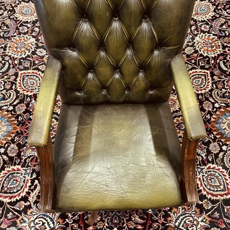 Antieke Chesterfield Gainsborough bureaustoel Groen