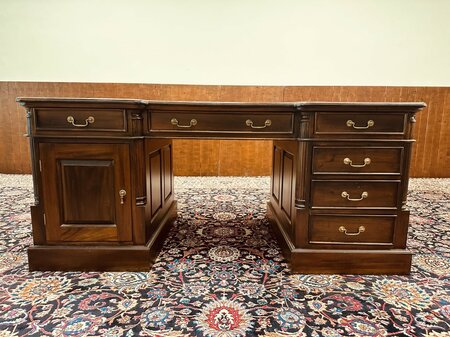 Antiek Engels mahonie partnerdesk bureau