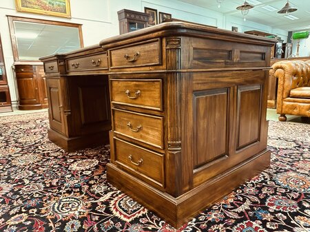 Antiek Engels mahonie partnerdesk bureau
