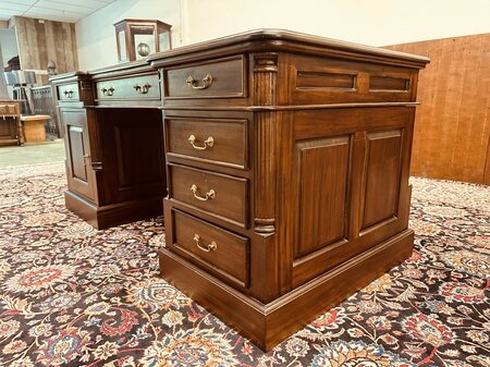 Antiek Engels mahonie partnerdesk bureau