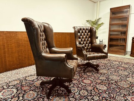 Grote Chesterfield Director chair bureaustoel Donkerbruin