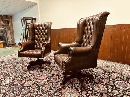 Grote Chesterfield Director chair bureaustoel Donkerbruin