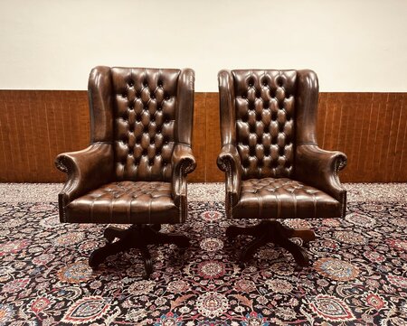 Grote Chesterfield Director chair bureaustoel Donkerbruin