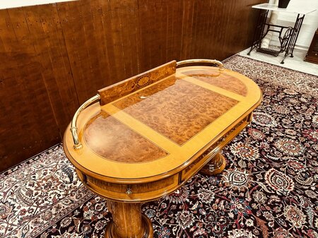 Antiek Italiaans wortelhout bureau met bureaustoel
