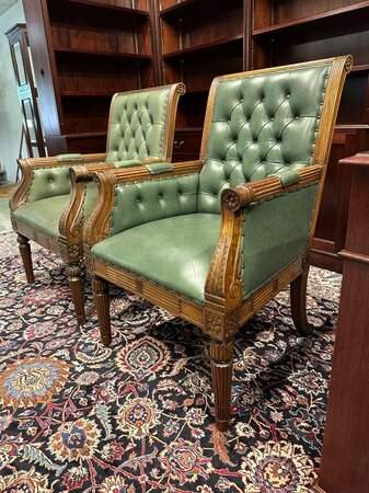 Engelse Chesterfield Library chair fauteuil Groen