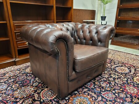 Chesterfield 1-zits bank donkerbruin