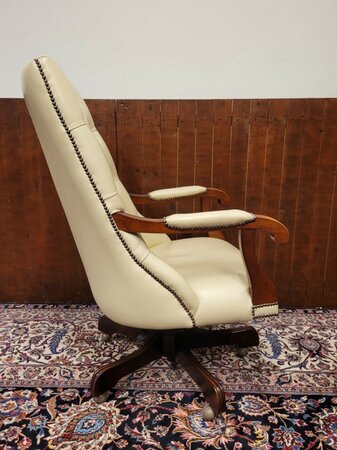Engels Springvale Chesterfield Bureaustoel Fauteuil met Voetenbankje