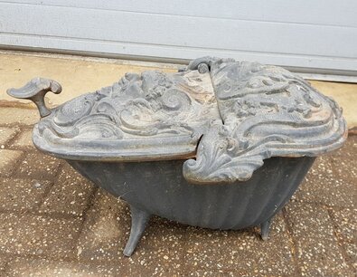 Antique cast iron coal box