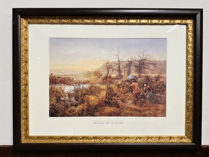 Prent van een Engels jachttafereel ''Chasse au Marais''