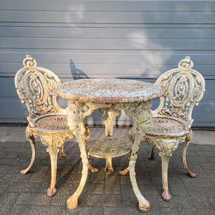 Antique English cast iron bistro set