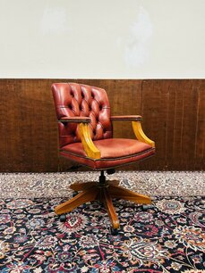 Classic English Red Chesterfield Desk Chair