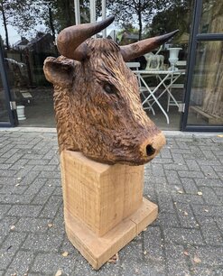 Large Woodcarving of a Cow