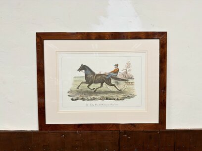Klassieke Engelse prent Ruiter in notenhouten lijst