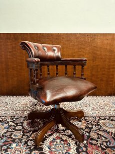 Classic English Chesterfield Desk Chair Oxblood
