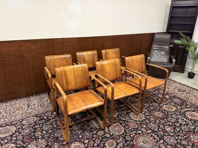 Ralph Lauren Stijl Lederen Stoel met Gesp - Jacques Adnet