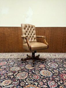 Engelse Chesterfield Bureaustoel Bruin