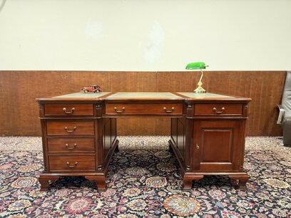 Klassiek Engels Mahonie Bureau Partnerdesk