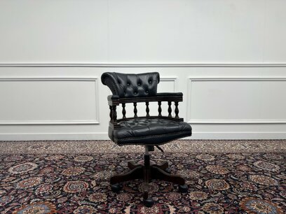 Classic English Chesterfield Desk Chair Black