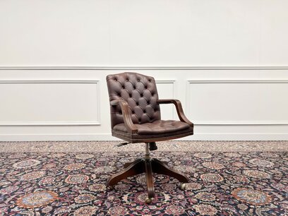 Engelse Chesterfield Bureaustoel Oxblood Rood