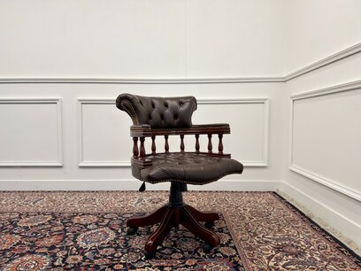 Classic English Chesterfield Desk Chair Brown