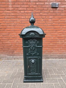 Antique cast iron freestanding mailbox