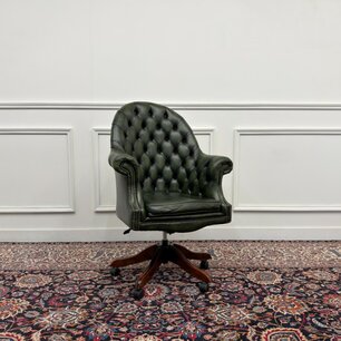 Classic English Chesterfield Director Chair Green