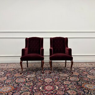 Set Chesterfield Fauteuils fluweel rood
