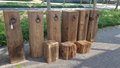Hardhouten meerpaal zuil met ring tot 40 cm breed