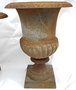 Antique cast iron garden vase with blue-gray patina